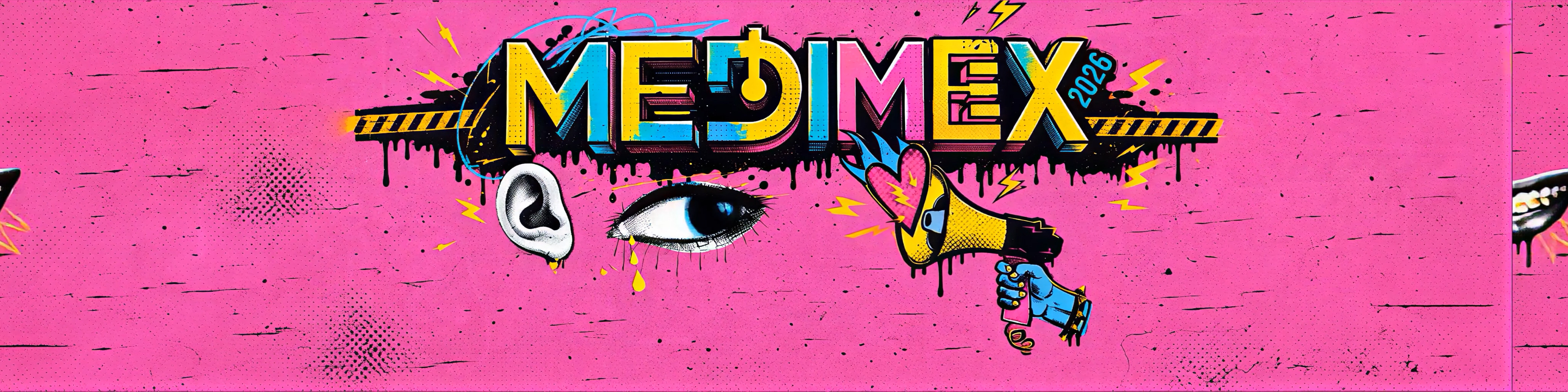 Il logo MEDIMEX si completa con orecchio, occhio, megafono e mano