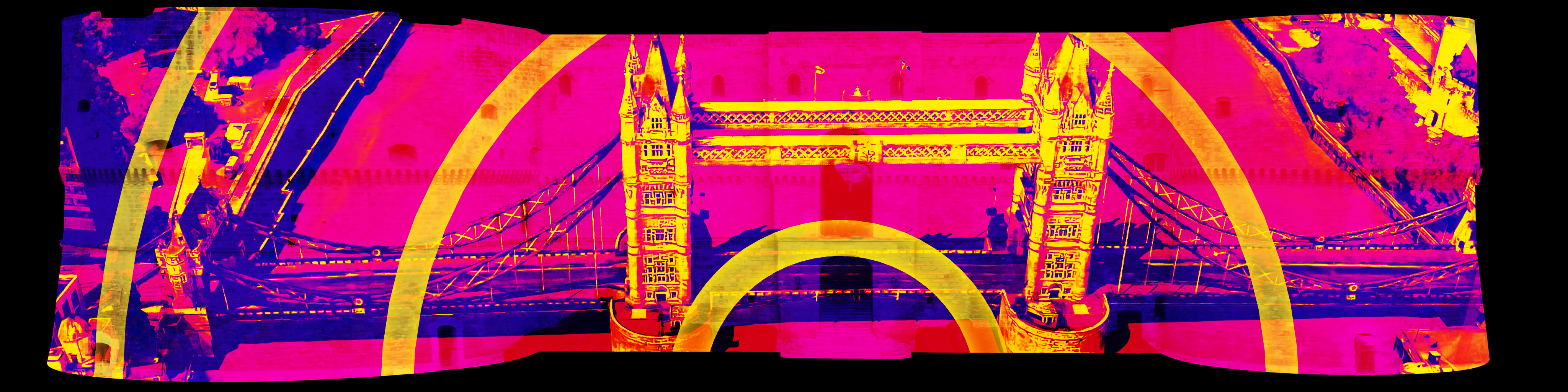 Tower Bridge attraversato dalle onde concentriche del segnale